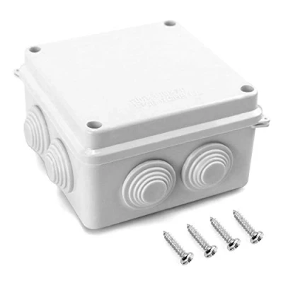 Abbildung von QWORK® Aufputz Abzweigkasten, Abzweigdose, wasserdicht, staubdicht, IP65, ABS Kunststoff, Universal Elektro Projekt Gehäuse, weiß, 100x100x70mm