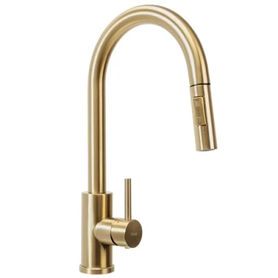 Abbildung von wohnwerk.idee Küchenarmatur Wasserhahn Küche ausziehbar Gold Matt Gebürstet Schwarz Chrom
