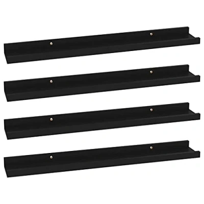 Abbildung von vidaXL 4X Wandregal Bücherregal Wandboard Schweberegal Hängeregal Dekoregal Freischwebend Regal Büroregal Wandablage Schwarz 60x9x3cm