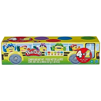 Abbildung von Hasbro Knete Play Doh 4 + 1 Packung mit 5 ungiftigen Farben für Kinder 2 Jahre