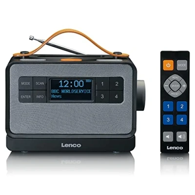 Abbildung von Lenco PDR 065 Demenz und Alzheimers tragbares DAB+ Radio Bluetooth FM einfacher normaler Modus Dockingstation Uhr Weckfunktion Akku schwarz/grau
