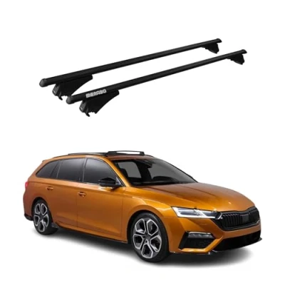 Abbildung von Menabo Grundträger kompatibel mit Skoda Octavia IV Combi 2020 2023 Alu Schwarz TÜV 2X