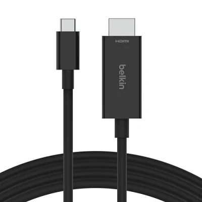 Abbildung von Belkin USB C auf HDMI 2.1 Kabel, 2 m Kabel für 8K bei 60 Hz, 4K 144 HDR, HBR3, DSC, HDCP 2.2, kompatibel mit Macbook, iPad Pro und anderen Geräten