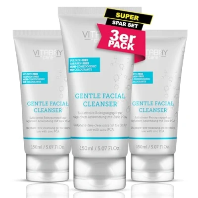 Abbildung von Vitabay Gentle Facial Cleanser zur Gesichtsreinigung 150ml x 3 Reinigungsgel für Gesicht mit Zink Anti Pickel Waschgel Face Wash Gesichtsreiniger Gesichtsreinigungsgel