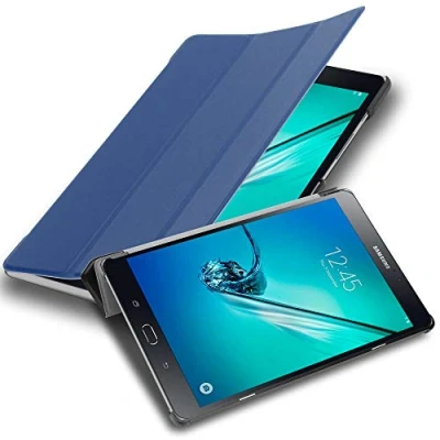 Abbildung von Cadorabo Hülle kompatibel mit Samsung Galaxy Tab S2 (8 Zoll) Tablethülle Auto Wake Up aus Kunst Leder Flip Klappbare Stoßfeste Magnetische Cover für Tasche in Blau