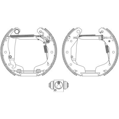 Abbildung von TEXTAR Shoe Kit Pro 84044801 Bremsensatz, Trommelbremse mit Radbremszylinder, Stellelement OPEL: Corsa B Schrägheck, Classic