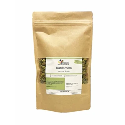 Abbildung von Kardamom ganz mit Schale 200g Premium Qualität aus Guatemala handverlesen Kardamomkapseln Grünes Kardamomgewürz zum Würzen, Backen und Kochen von my mosaik (200)