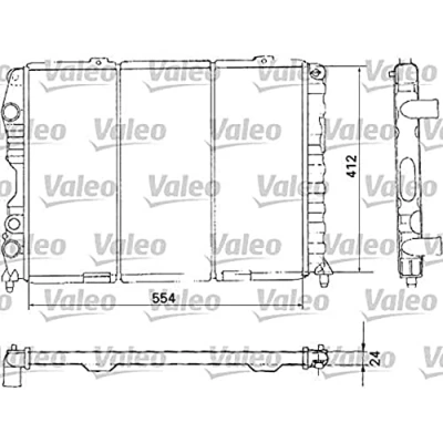 Abbildung von VALEO 731283 Kühler, Motorkühlung Aluminium 415 555 ohne Kühlmittelregler Kühlrippen mechanisch gefügt ALFA ROMEO: GTV, Spider