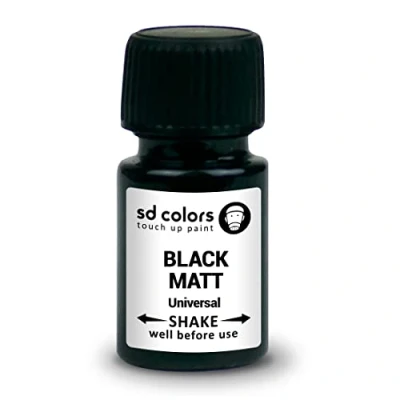 Abbildung von SD COLORS Ausbesserungslack, Universalmatte, schwarz, 15 ML, zur Reparatur von Steinschlag, Kratzern, Auto, Motorrädern, Alufelgen