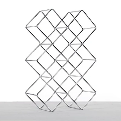 Abbildung von DESIGN DELIGHTS WEINFLASCHENHALTER Quadrat Metall, Silber, 46 cm Weinständer, Weinregal