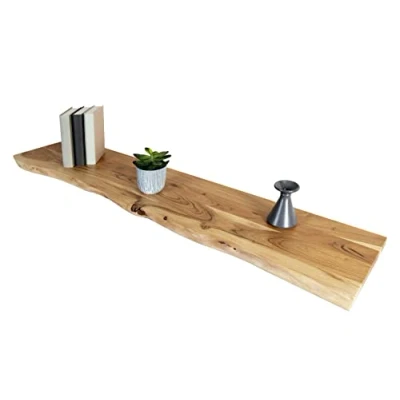 Abbildung von SAM Holzplatte 140x30 cm Arya, Holzbrett Akazie massiv + naturfarben, Baumkanten Platte für Heimwerker, Regale &amp; Fensterbretter, einseitige Baumkante