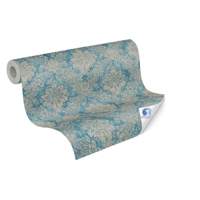 Abbildung von living walls Vliestapete &quot;DesignDrop vorgeleimte Tapete Barock Mustertapete Blau Braun&quot;, matt, vorgekleistert Ornamente für Schlafzimmer Wohnzimmer Küche