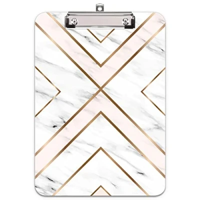 Abbildung von Hnogri Klemmbrett A4 Kunststoff, Mode Design Klemmmappe Bürobedarf &amp; Schreibwaren für Rechtsanwälte Schüler Lehrer und Kinder, Clipboard Standardgröße 32 x 22 CM, Goldlinie