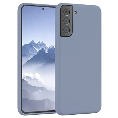 Abbildung von EAZY CASE Premium Silikon Handyhülle kompatibel mit Samsung Galaxy S21 Plus 5G, Slimcover Kameraschutz und Innenfutter, Silikonhülle, Schutzhülle, Bumper, Handy Case, Softcase, Eisblau, Blau