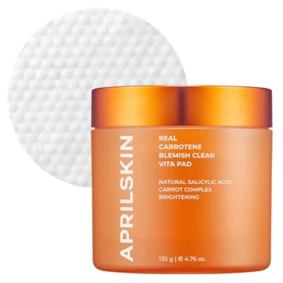 Abbildung von APRILSKIN Carrotene Clarifying Pads Fettige, empfindliche, zu Akne neigende Haut Vegan, tierversuchsfrei, Peeling, bekämpft &amp; Porenstraffung 60 Ohne Sulfate und künstlicher Duft