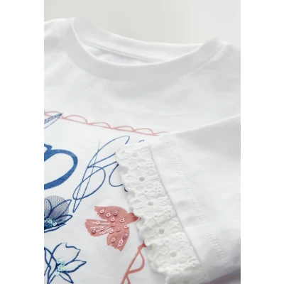 Abbildung von Next Regular FIT Floral Graphic Tshirt print für Kinder, Größe: 116, White