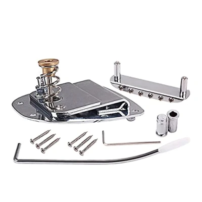 Abbildung von Alnicov Linkshänder Tremolo Vibrato Saitenhalter Brücke Set für 6 Saiten Mustang Gitarre Ersatzteile
