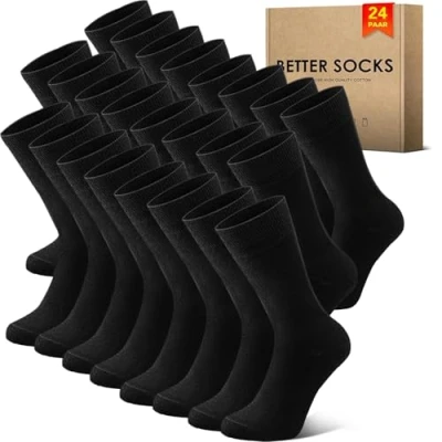 Abbildung von NUOZA 24 Paar Socken Herren 43 46 Schwarz Sportsocken Baumwolle Tennissocken Business Damen Lange Atmungsaktive Socks Schwarze Herrensocken Wandersocken Männer Laufsocken