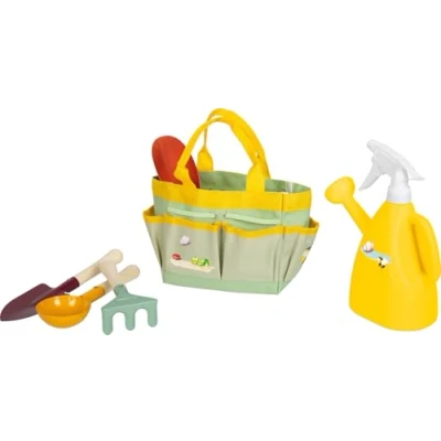 Abbildung von Small Foot Gartentasche mit Gartenwerkzeug „Tiny Garden“, kindgerechtes 6 TLG. Set aus Holz und Metall, für Kinder ab 3 Jahren, 12664