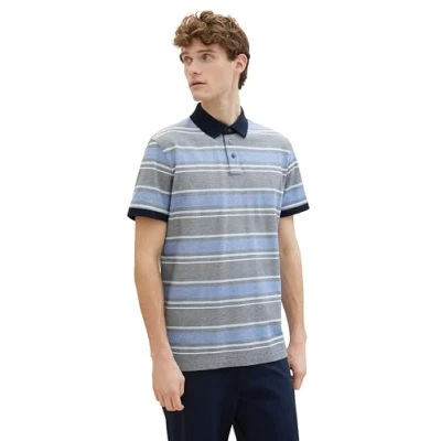 Abbildung von TOM Tailor Gestreiftes Poloshirt, Herren, Größe: Large, Sure blue multi stripe
