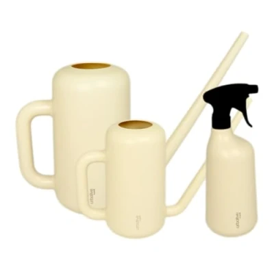 Abbildung von MePla Set Gießkanne Pilea 3,8L + 1.8L Sprüher 1,0L Elfenbein, wetterfest aus UV beständigem Kunststoff