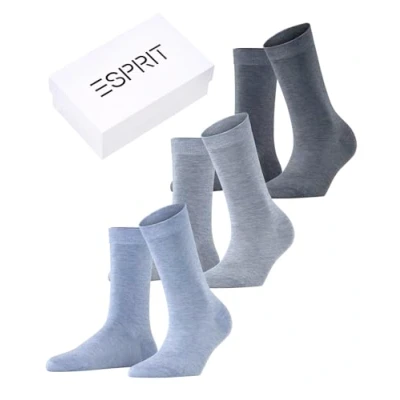 Abbildung von ESPRIT Damen Socken Solid Mix 3 Pack W SO Baumwolle Lyocell einfarbig Paar, Mehrfarbig (Sortiment 0020), 39 42