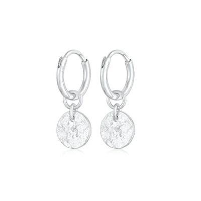 Abbildung von Elli Creolen Silber 925 Plättchen Ohrringe Damen Kreolen für Frauen Durchmesser 10mm mit Coin Anhänger 0305991722