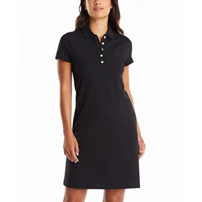 Abbildung von Nautica Damen Easy Classic polojurk met korte mouwen, stretchkatoen L ssiges Kleid, True Black, XL EU