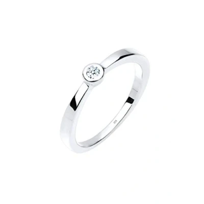 Abbildung von DIAMORE Ring Damen Klassischer Solitär mit Diamant (0.03 ct.) in 925 Sterling Silber