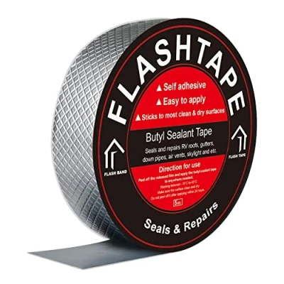 Abbildung von fowong Wasserdichtes Klebeband, 3cm(B) x5M(L) Butyl klebeband Reparatur Panzertape Alufolie Dickes Dichtband Alu Folie zum Abdichten und Befestigen im Loch Rohr Dach Wohnmobil