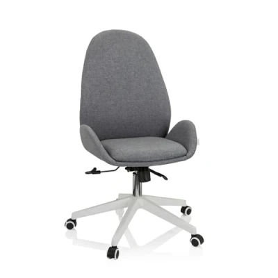 Abbildung von hjh OFFICE 729432 Schreibtischstuhl AVEA I Stoff höhenverstellbarer Drehstuhl mit hoher ergonomischer Rückenlehne, Grau