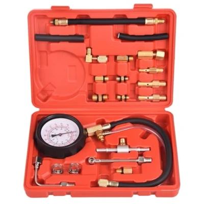 Abbildung von Kraftstoffdruckmesser Benzindruck Tester Benzindruckprüfer Druckprüfer, Einspritzanlage Kraftstoffdruck Messgerät Manometer Set Auto Pkw Einspritzpumpe Diagnose 0 10 Bar