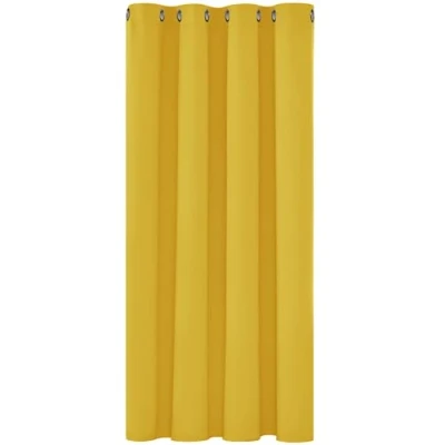 Abbildung von Deconovo Verdunkelungsgardinen mit Ösen Blickdichte Vorhänge Wohnzimmer Dicke Thermogardine Kälteschutz warm Hitzeschutz, 138x132 cm(HöhexBreite), Senfgelb, 1 Stück