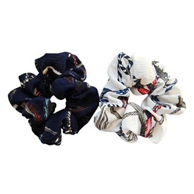 Abbildung von axy XXL Scrunchie Haargummi Set 2x Stoff Haargummis Zopfhalter Zopfgummi Haarteil Haarband Scrunchies Doppelpack (Set 6)