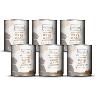 Abbildung von MjAMjAM Premium Nassfutter für Katzen DUO von leckerem Rind &amp; guter Pute an gedämpftem Kürbis, 6er Pack (6 x 800 g), getreidefrei mit extra viel Fleisch