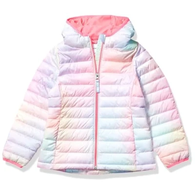 Abbildung von Amazon Essentials Mädchen Leichte, Wasserabweisende, verstaubare Kapuzenjacke, Rosa Schatteneffekt, 3 Jahre