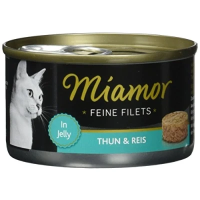 Abbildung von MIAMOR Feine Filets Naturelle Nassfutter für ausgewachsene Katzen mit Filetstückchen im eigenen Saft. Fettarmes Ergänzungsfutter in der Dose ohne künstliche Zusätze 12x156g Thunfisch &amp; Reis