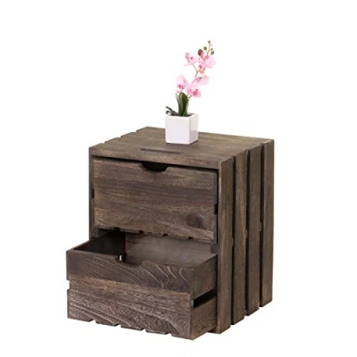 Abbildung von Mendler Kommode HWC C62, Schubladenkommode Holzkiste, Shabby Look Vintage, 2 Schubladen 36x32x26cm braun