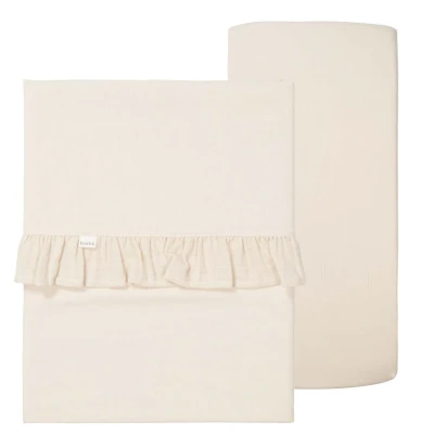 Abbildung von Koeka Babylaken und Spannbettlaken ruffle Kombipaket Far warm white