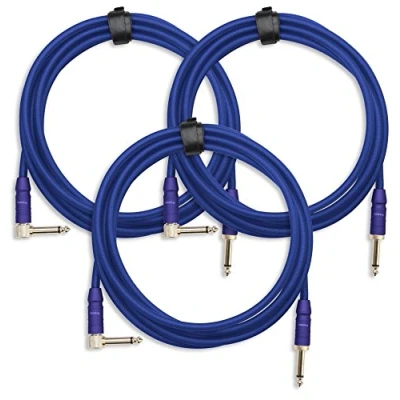 Abbildung von 3x Pronomic Trendline INST A 3B Klinkenkabel 3m (Professionelles Gitarren /Instrumentenkabel, 6,3mm Klinke, 24 Karat vergoldet, flexibler und robuster Außenmantel, inkl. Kabelklette) blau