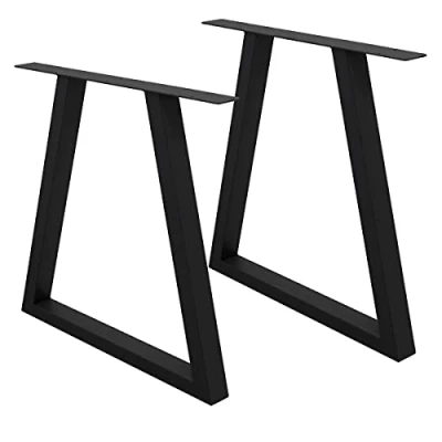 Abbildung von ECD Germany Tischbein 2er Set Tischfüße Trapez Design aus pulverbeschichtetem Stahl, Tischgestell H Form 60x72 cm Schwarz Metall Tischkufen