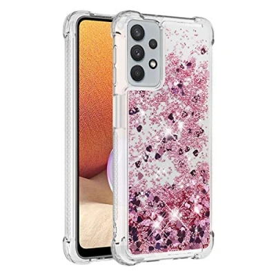 Abbildung von KBIKO zxl Kompatibel mit Samsung Galaxy A32 5G Glitzer Hülle,Mädchen Glitzern Handyhülle,Paillette Flüssigkeit Clear Silikon Schutzhülle für 5G.Rose Gold YBL