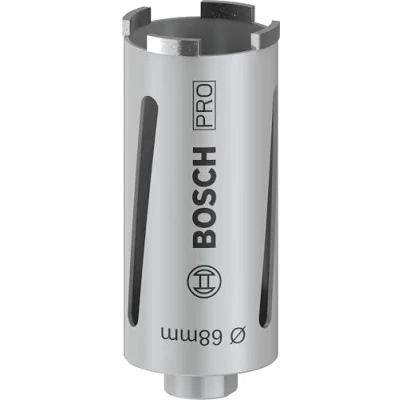 Abbildung von Bosch 1x PRO Trockenbohrkronen für Diamantbohrer, G 1/2 (für Kalk und Sandsteine, Ziegelstein, Ø 68 mm, Professional Zubehör Diamantbohrer)