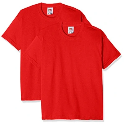 Abbildung von Fruit of the Loom Jungen Kids Valueweight Short Sleeve T 2 Pack Shirt, Rot (Rot/Rot), 14 15 Years(Size:40) (2er Pack)