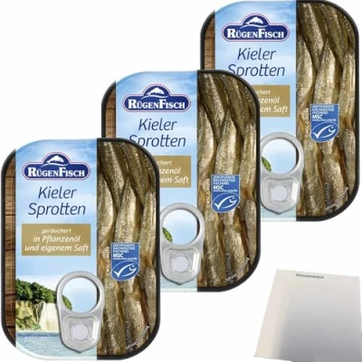 Abbildung von usy Bundle für Rügenfisch Kieler Sprotten 3er Pack (3x106g Dose) + Block