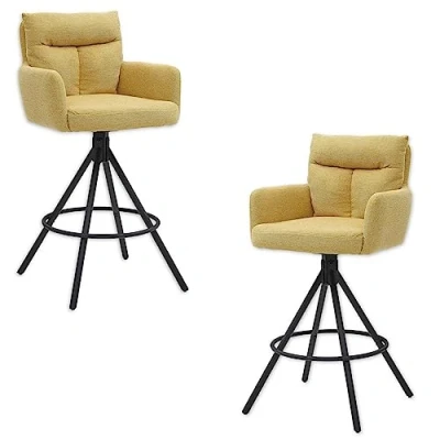 Abbildung von Stella Trading Sofia Barhocker 2er Set, Gelb Bequeme Barstühle mit Lehne für Ihr Wohn &amp; Esszimmer 54 x 103,5 58 cm (B/H/T)