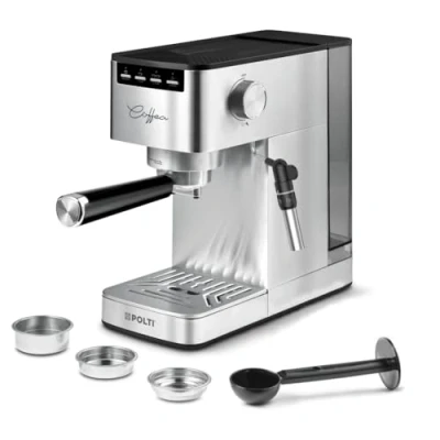 Abbildung von Polti Coffea P10S, Espressomaschine, 1,3 l, Kaffeekapsel, Gemahlener Kaffee, Schwarz, Silber