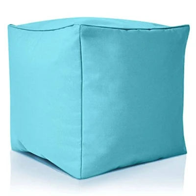 Abbildung von Green Bean Sitzsack Hocker 40x40x40cm mit EPS Perlen Füllung Fußhocker Fußkissen Sitz Pouf für Sitzsäcke Bodenkissen Kinder und Erwachsene Fußablage Sitzkissen Sitzhocker Aquamarin