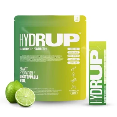 Abbildung von Hydrup Elektrolyte ohne Zucker Getränkepulver, 1733 mg hochkonzentriertes Zitrone Limette Elektrolyt Pulver, Hydratationspulver mit Vitaminen und Mineralien, 16 Sticks