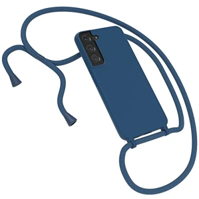 Abbildung von EAZY CASE Premium Silikon Handykette kompatibel mit Samsung Galaxy S22 5G Handyhülle Umhängeband, Handykordel Schutzhülle, Silikonhülle, Hülle Band, Kette für Smartphone, Nacht Blau